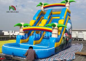 Wholesale 8*4m Rainbow Palm Tree Kids Water Slide With Cartoon Printing For Rent / Inflatable Wet Slide from china suppliers