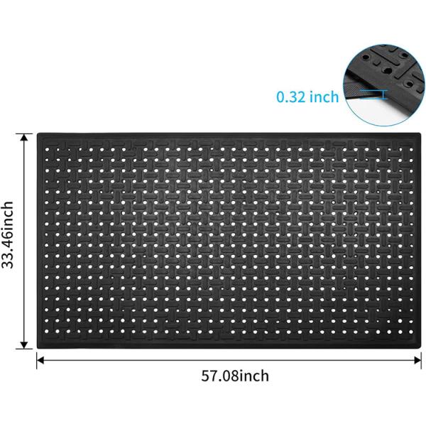 Commercial Rubber Mat With Drainage Holes Kitchen Dog Bone Mat With Bevel Edge