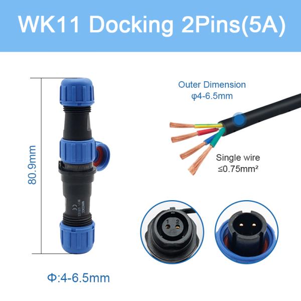 Welding Cable Plug Socket Connector Waterproof IP68 Wk11 Docking Threaded Bayonet