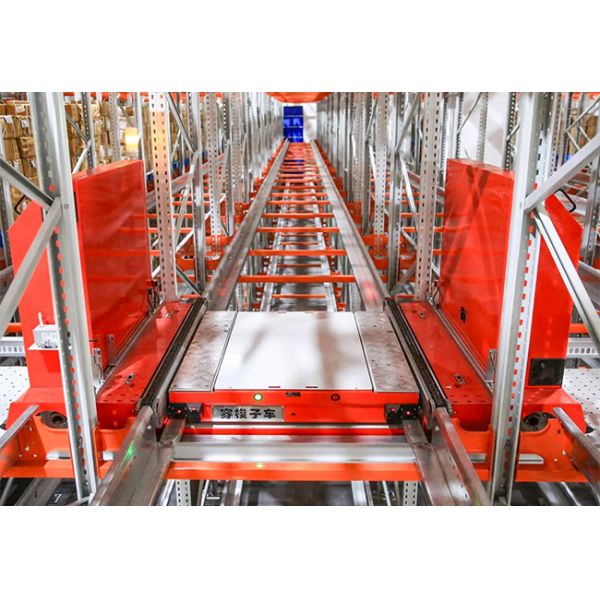 Two Way Radio Shuttle Cart And Carrier ASRS Automatic Storage And Retrieval System Pallet Runner Rack System