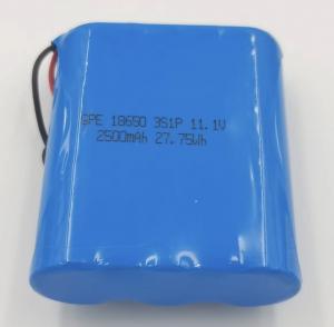 Wholesale 18650 Lithium Rechargeable Battery Pack 11.1V 2500mAh Battery For Detector from china suppliers