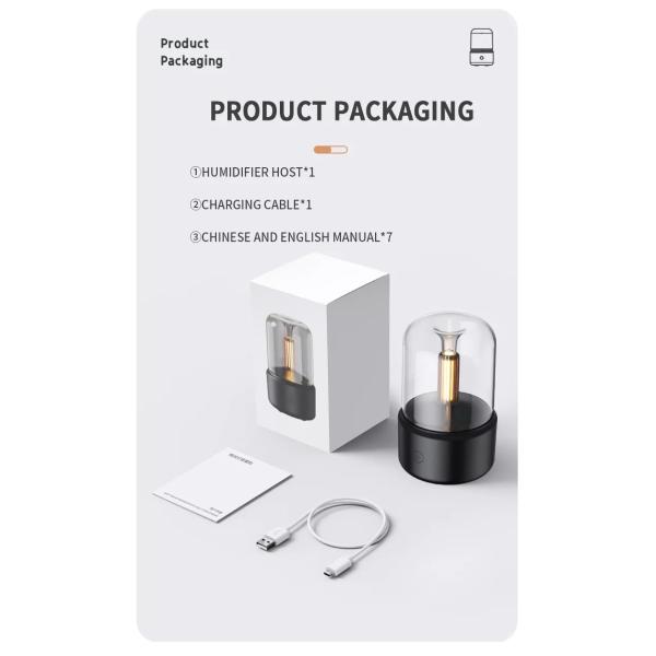 H2o Spray Mist Maker Fogger Aroma Diffuser Essential Oil Car Air Humidifier Mini Atmosphere Simulation Candle Light Humidifier