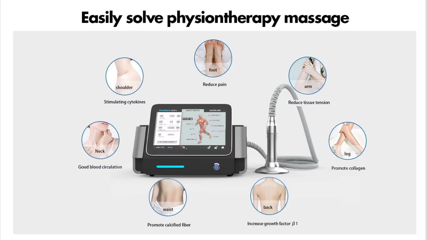 Human Physiotherapy Radial Shock Wave Therapy Electro Mangetic Machine
