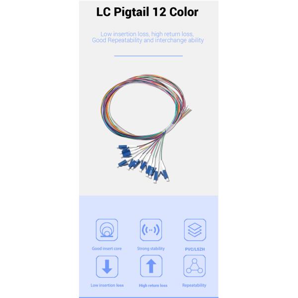 12 Color Fiber Pigtails G652D 0.9mm FC Fiber Cores FC APC Single Mode SC UPC Blue
