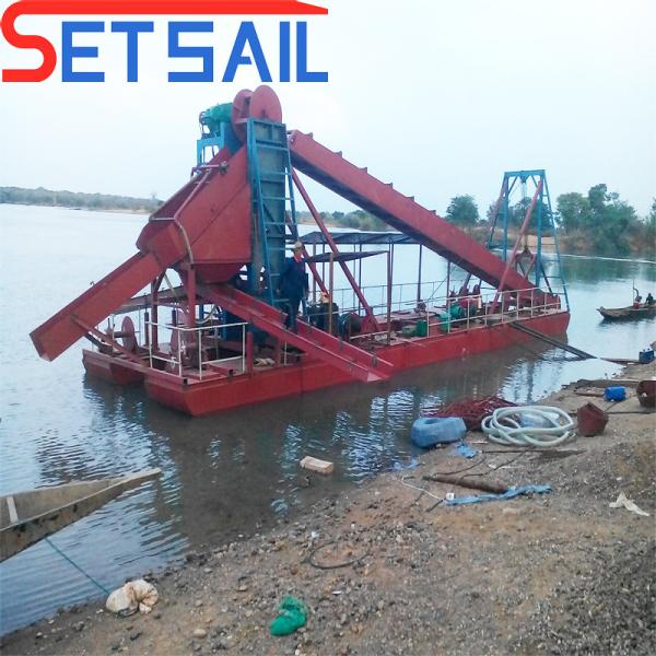 Diesel Engine Power Chain Bucket River Gold Diamond Dredger for Mining Operations