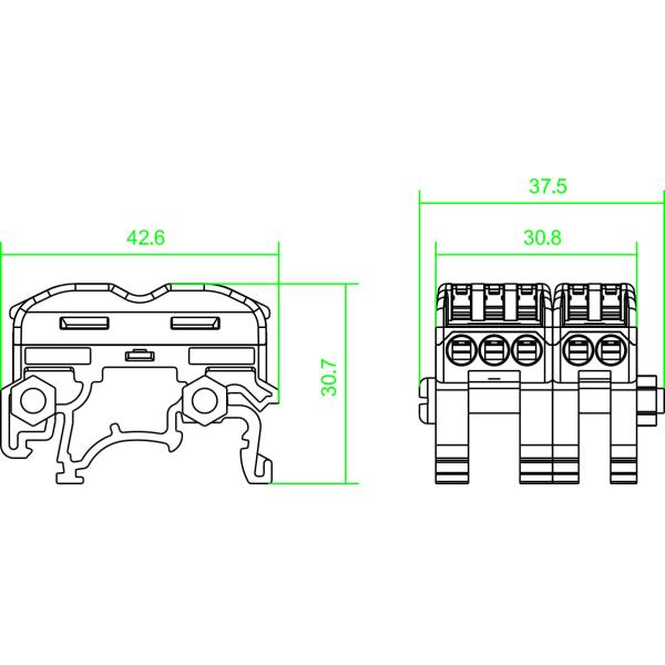 10mm Screwless Din Rail Terminal Blocks Industrial Connectors