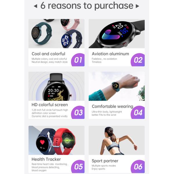 Dynamic 1.28in TFT Bluetooth IOT Devices BLE 5.0 Health Monitoring Samrtwatch