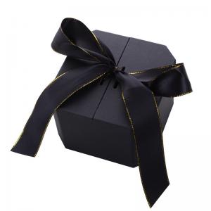 China Custom Boutique Luxury Matt Jewelry Gift Box with Magnetic Closure and Black Ribbon on sale