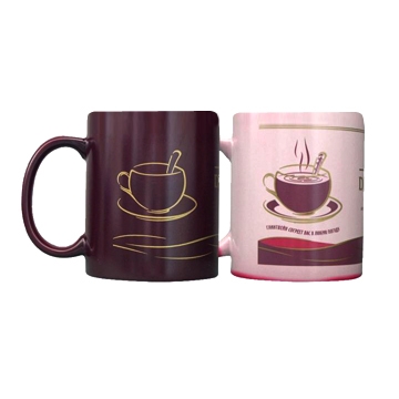Custom gift stoneware coffee mug that changes color with heat