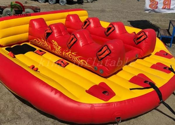 Quality PVC Tarpaulin Inflatable Fly Fishing Boats Yellow / Red Towable UFO Toy For Beach Sports for sale