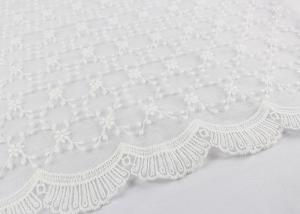 Wholesale Beautiful Embroidered Lace Fabric Scalloped Edge Lace Fabric For Ivory Wedding Dresses from china suppliers