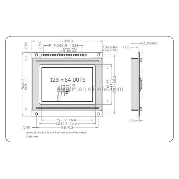 Graphic 128X64 pixel meter 132 x 64 graphic lcd module display module