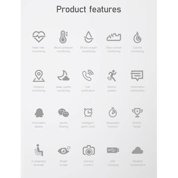 0.5 OZ Bracelet Fitness Tracker Heart Rate Monitoring Information Display For Men