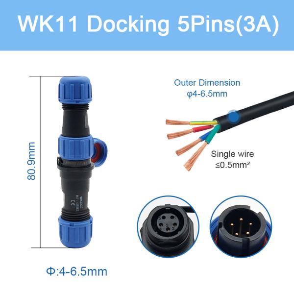 Welding Cable Plug Socket Connector Waterproof IP68 Wk11 Docking Threaded Bayonet