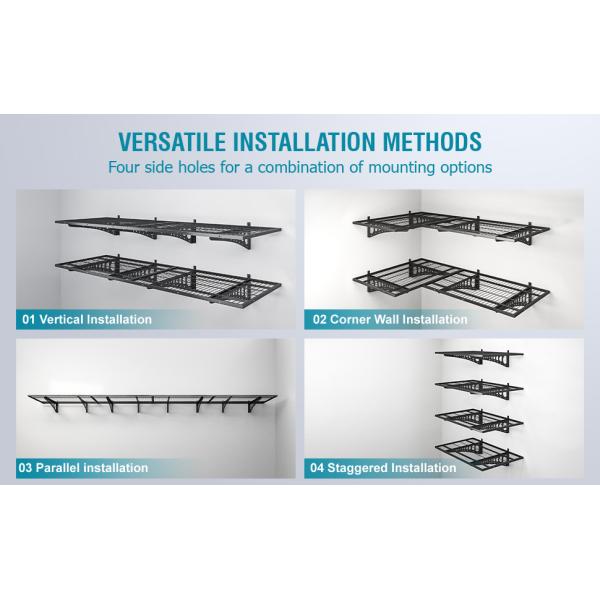 Garage Storage Rack System 2x3ft Floating Adjustable Wall Grid Frame Shelves Brackets