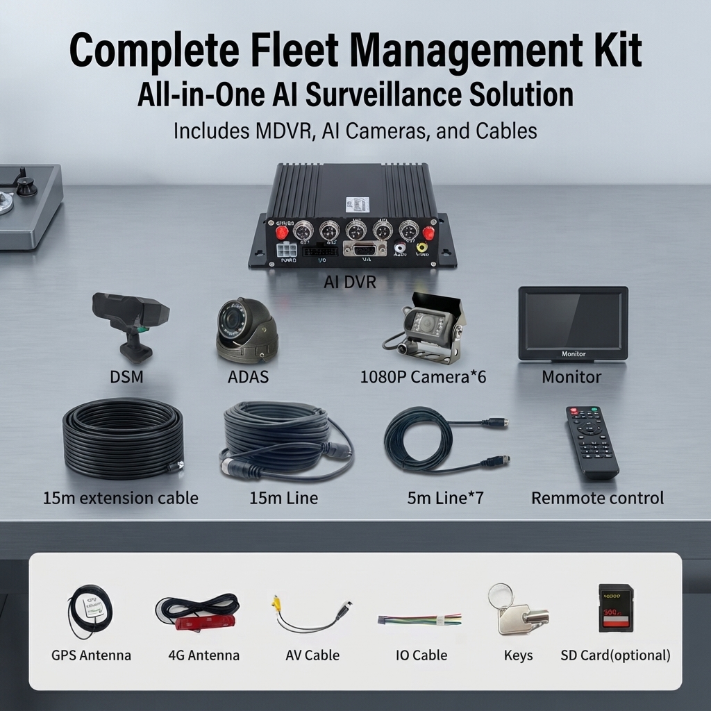 4 Channel Mobile DVR with GPS Tracker and 1080P Car Camera for Bus Security System