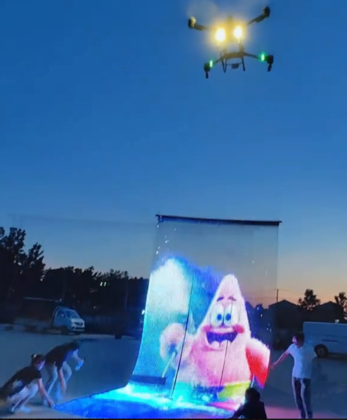 Drone-mounted Ultra-Light Mesh Flying P25 Advertisement Flying Led Screen Flying Mesh 5V for Drone Show Performances