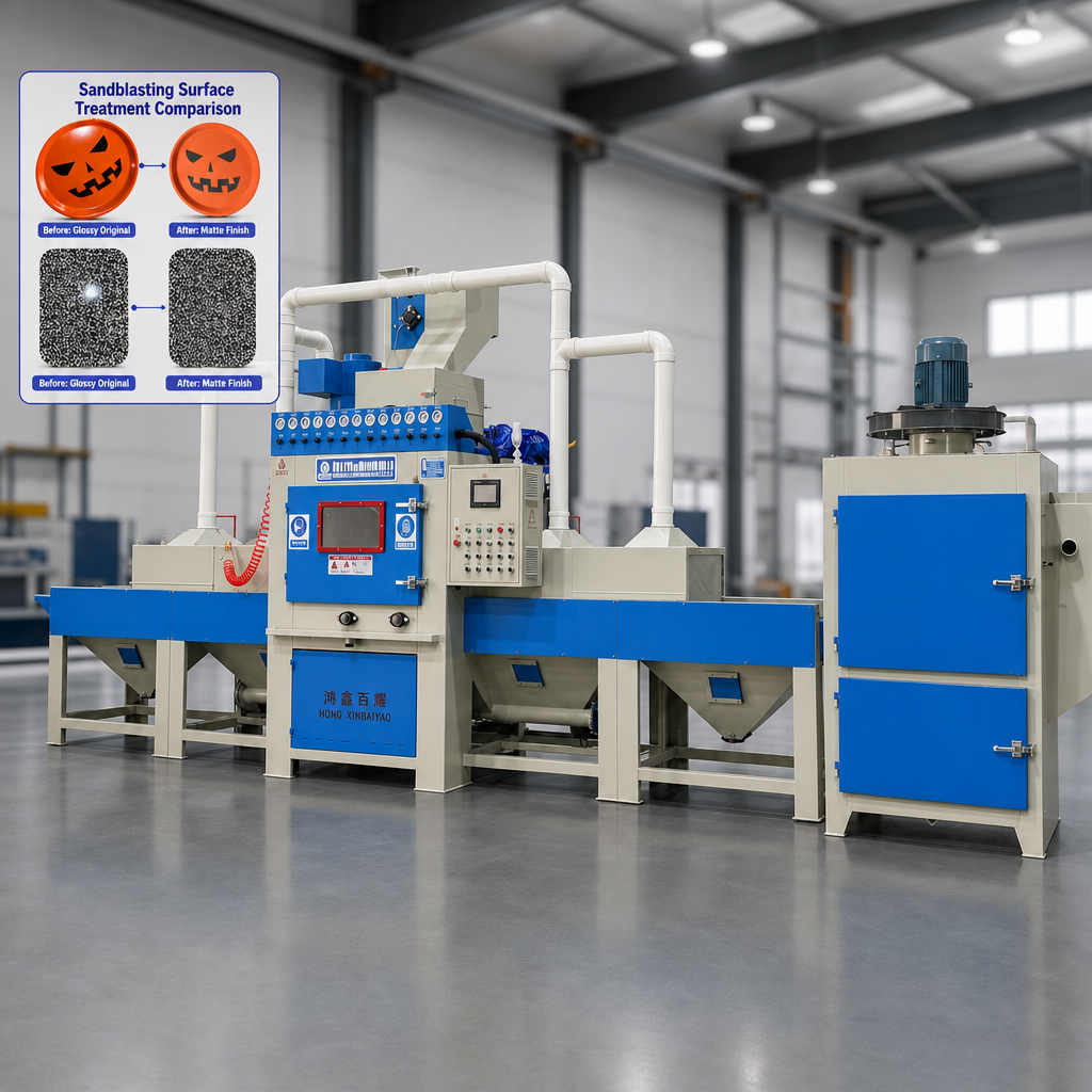 Dustless Automatic Conveyor Sandblasting Machine with High Pressure Cleaning Deflashing Function Motor Core Small Size