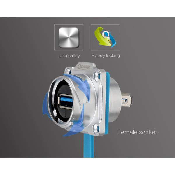 CNLINKO Usb Cable Connector Panel Mount Plug Socket With Dust Cover Ip67 Waterproof Rugged Usb Connector