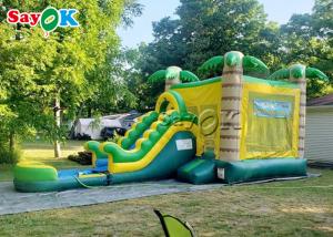 China Kids Inflatable Slide Outdoor Palm Tree Inflatable Bouncer Slide Bounce House Combo on sale