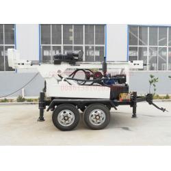 China Hydraulic Rotation Water Well Drilling Equipment With 4 Wheel Trailer Mounted for sale
