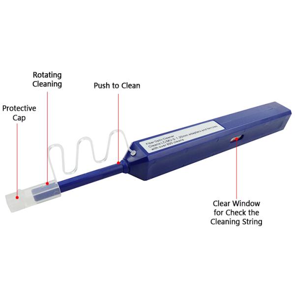 Smart Plastic Magic Rotating One Click Fiber Optic Cleaning Pen LC / MU Connector