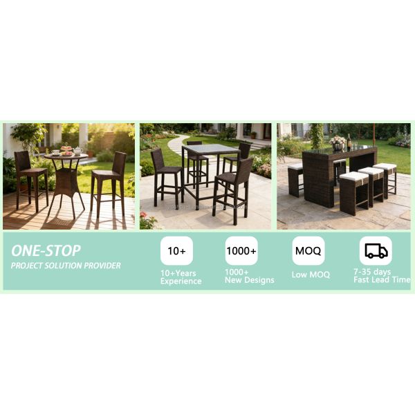 Outdoor PE Rattan Dining Table Set with 2 Stackable Comfortable Chairs for Courtyard and Patio Use