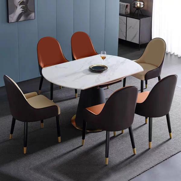Home Design Dinning Table Set 8 Chairs Dining Room Furniture Extendable Round Marble Dining Table Set