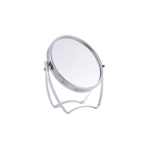 Silver PU Leather LED Cosmetic Table Top Mirror With Rotatable Function