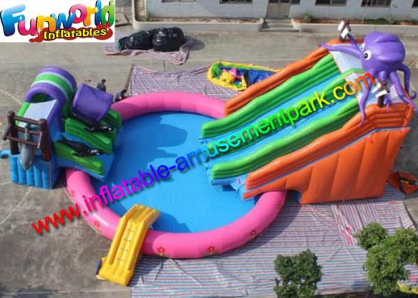 Quality Mini 15m Diameters Inflatable Water Parks Customized White With 680w Pump for sale