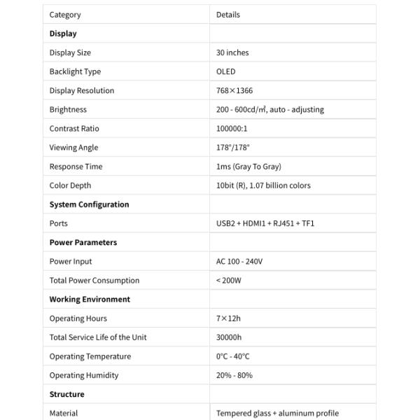 768*1366 Transparent Display Oled 30 Inch Low Energy Consumption For Brand Store