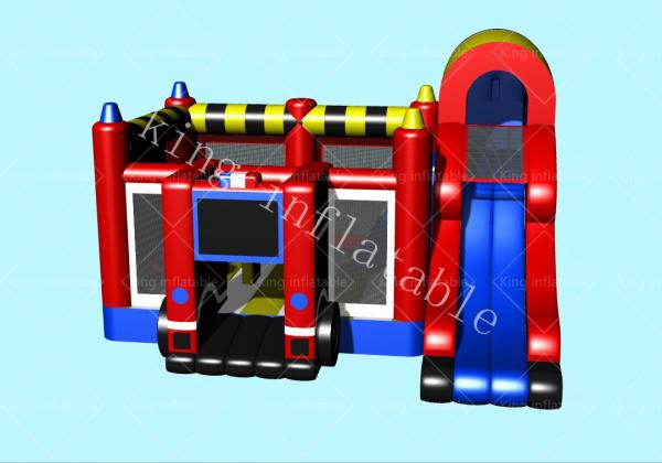 Quality 0.55mm PVC Tarpaulin Kids FireTruck Themed Jumping Castle for sale