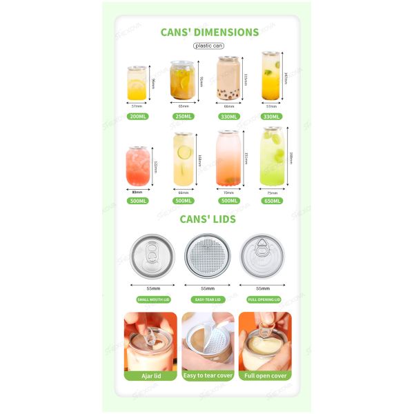Flip Top Customization Pet Can For Bubble Tea Cake Beverages