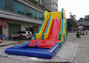 Wholesale Squared Pool Huge Inflatable Water Slide , Digital Printing Kids Blow Up Water Slide from china suppliers