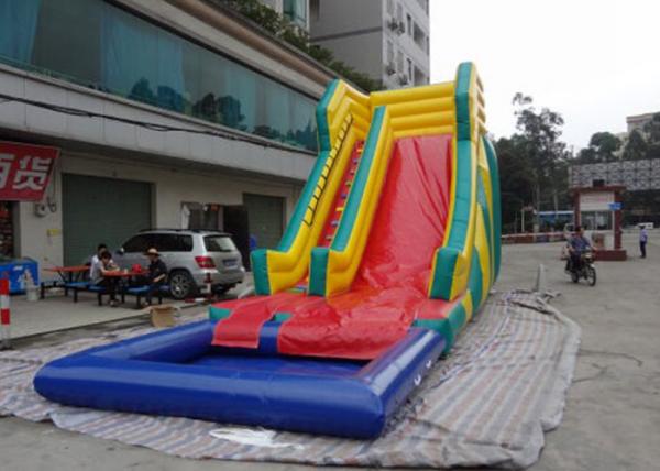 Quality Squared Pool Huge Inflatable Water Slide , Digital Printing Kids Blow Up Water Slide for sale