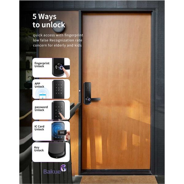 Smart Digital Door Lock with 60min Fireproof WiFi eKey APP Remote Control and 4pcs AA Alkaline Battery