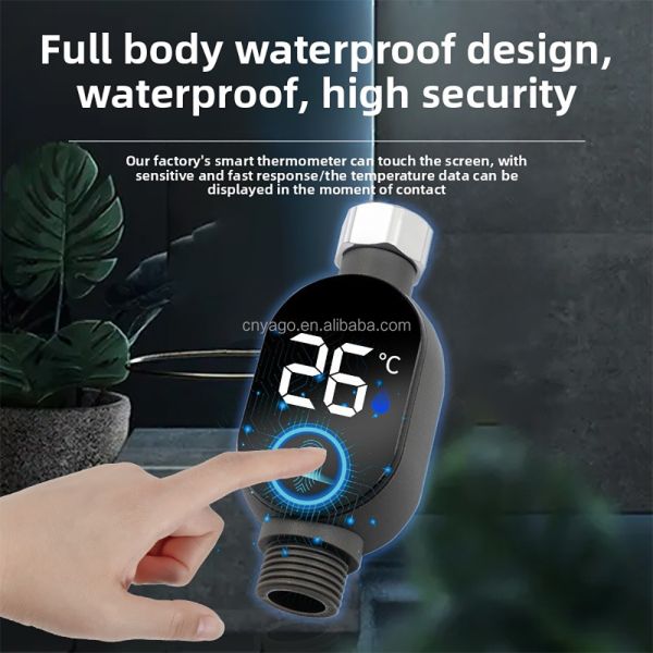 YIERYI Smart Shower Thermometer with LED Digital Display and Color-Coded Temperature Alerts for Bathroom Safety No Battery Required
