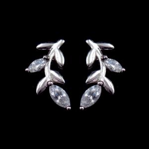 Wholesale Leaves Tree’s Leaf Real 925 Silver Earrings With Cubic Zircon Stone from china suppliers