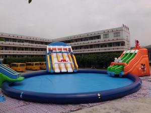 China Outdoor Inflatable Water Slide Park Giant Inflatable Water Slides With Pool on sale