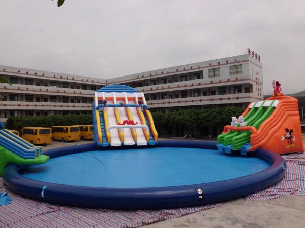 Quality Outdoor Inflatable Water Slide Park Giant Inflatable Water Slides With Pool for sale
