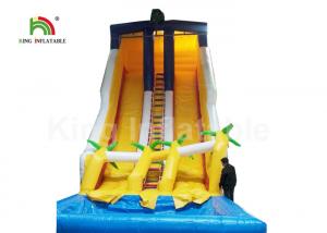 Wholesale Dual Lane Yellow 32.81ft Backyard Water Slides For Adults With Coconut Tree And Pool from china suppliers