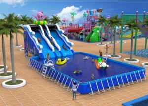 Wholesale Shark Inflatable Water Park Big Swimming Pool With Water Slide from china suppliers