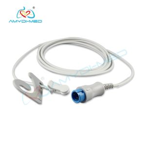 Round 7Pin TPU Gray Adult Ear Clip Mindray SpO2 Sensor Cable For Mindray BeneView T8 T5 T6