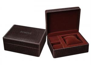 China Brown Small Leather Small Jewelry Box , High End Style Rectangle Jewelry Gift Boxes on sale