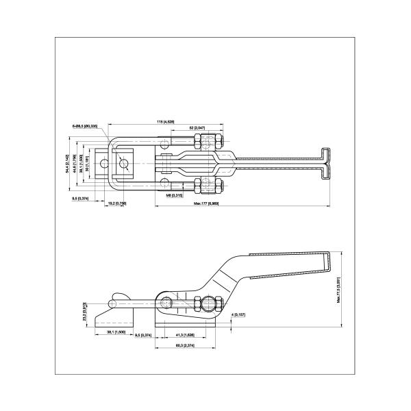 1800LBS Latch Action Toggle Clamp , U Shape 90 Degree Toggle Latch