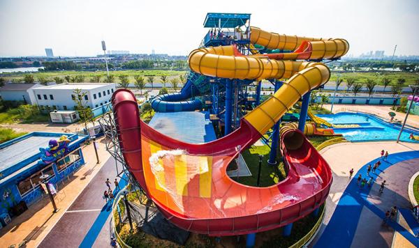 Funny Fast Fall Water Slide Playground With Fiberglass Galvanize Steel Material