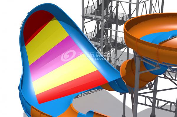 Quality Giant Outside Fiberglass Water Slide For Adults Customized Color 20m Tower Height for sale