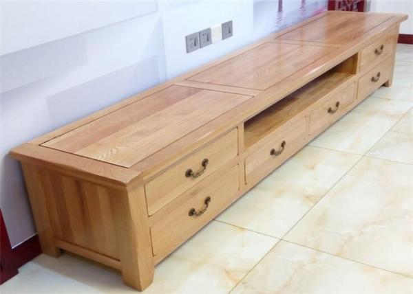 Quality Beech Media Tv Unit Furniture , Family Long Natural Wood Tv Stand Eco -  Friendly for sale