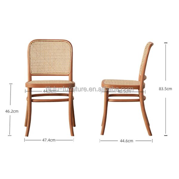 Durable Modern Design Style Wooden Rattan Backrest Leisure Rattan Dinning Chair for Outdoor Garden Restaurant Cafe Furniture