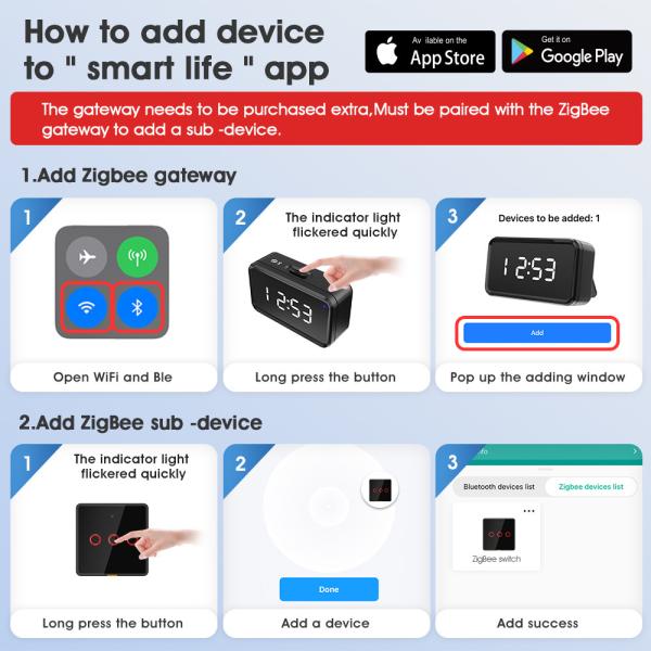 Tuya Zigbee Smart Light Switch – No Neutral Wire, No Capacitor Needed, 100-250V, Voice & App Control, Alexa & Google Home Compatible, EU Touch Switch